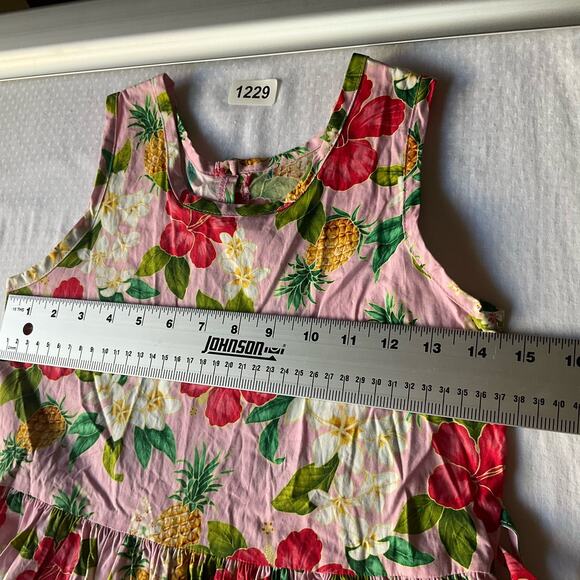 The Hawaiian Original Girls Sleeveless Knee-length Floral Dress size L,PinkGreen - Picture 3 of 9